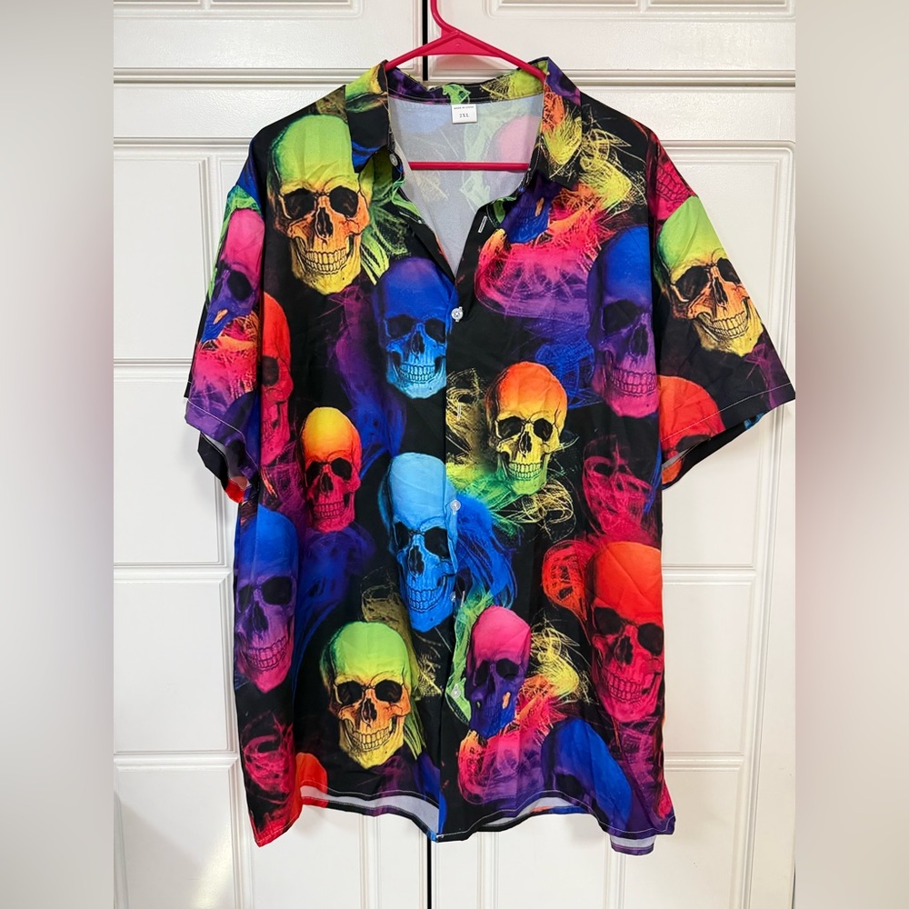 Colorful Skull Print Men's Shirt